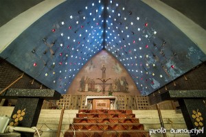 The church with cubic stained-glass windows